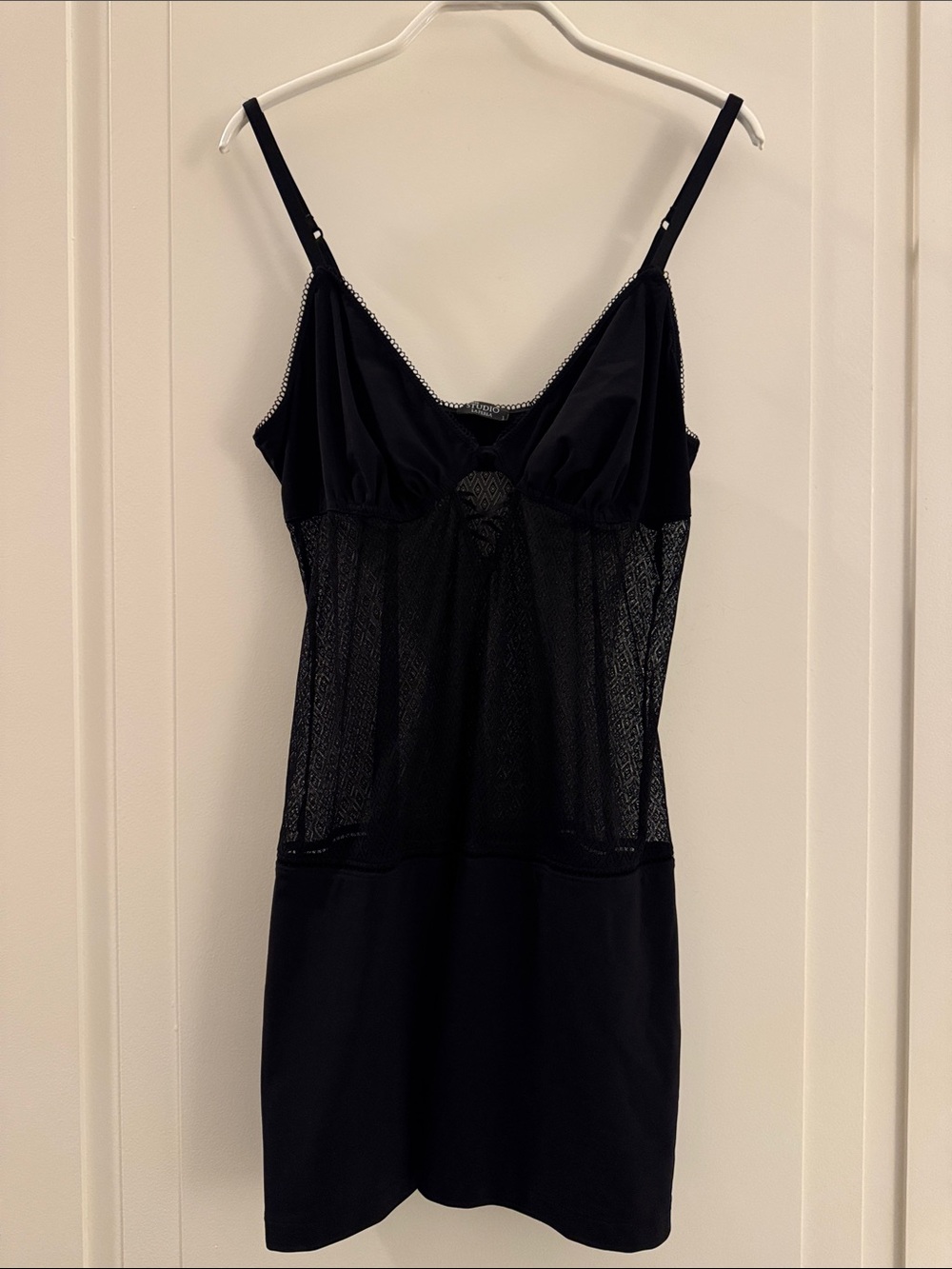 Miss La Perla Black Lace-Panel Silk Slip